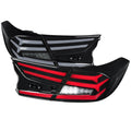 SEDAN LED TAIL LIGHTS WITH WHITE LED BAR/SEQUENTIAL SIGNAL/BREATHING LIGHT EFFECT MATTE BLACK HOUSING AND CLEAR LENS