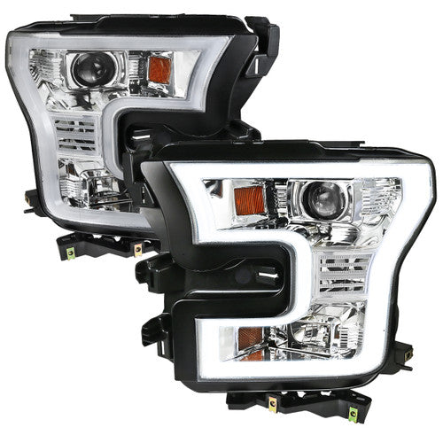 LED RIM PROJECTOR HEADLIGHTS CHROME