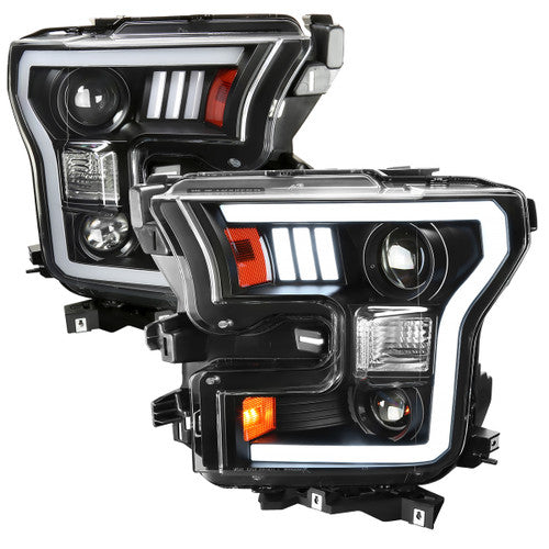 LED PROJECTOR HEADLIGHTS - CLEAR LENS WITH MATTE BLACK HOUSING