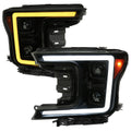 LED PROJECTOR HEADLIGHTS WITH SEQUENTIAL TURN SIGNAL - LIGHT SMOKE LENS AND GLOSSY BLACK HOUSING