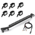 Front Bumper Top LED Kit Black Mild Steel Bolt-on no drilling required Includes (6) 3 Inch White ZROADZ LED Pod Lights and Universal Wiring Harness