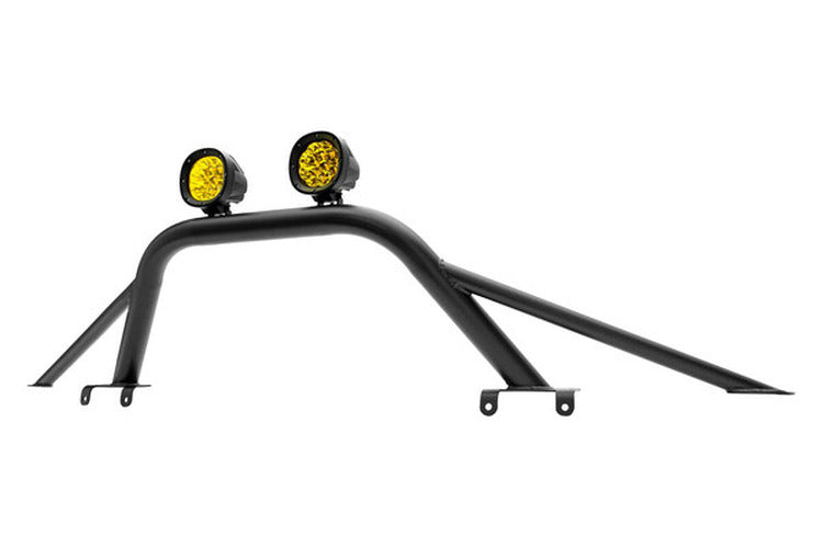 Front Bumper Top Small Hoop Black Mild Steel includes 2 4 Inch Round Amber ZROADZ LED Lights and Universal Wiring Harness Fits Heavy Duty Modular Bumper Models Only