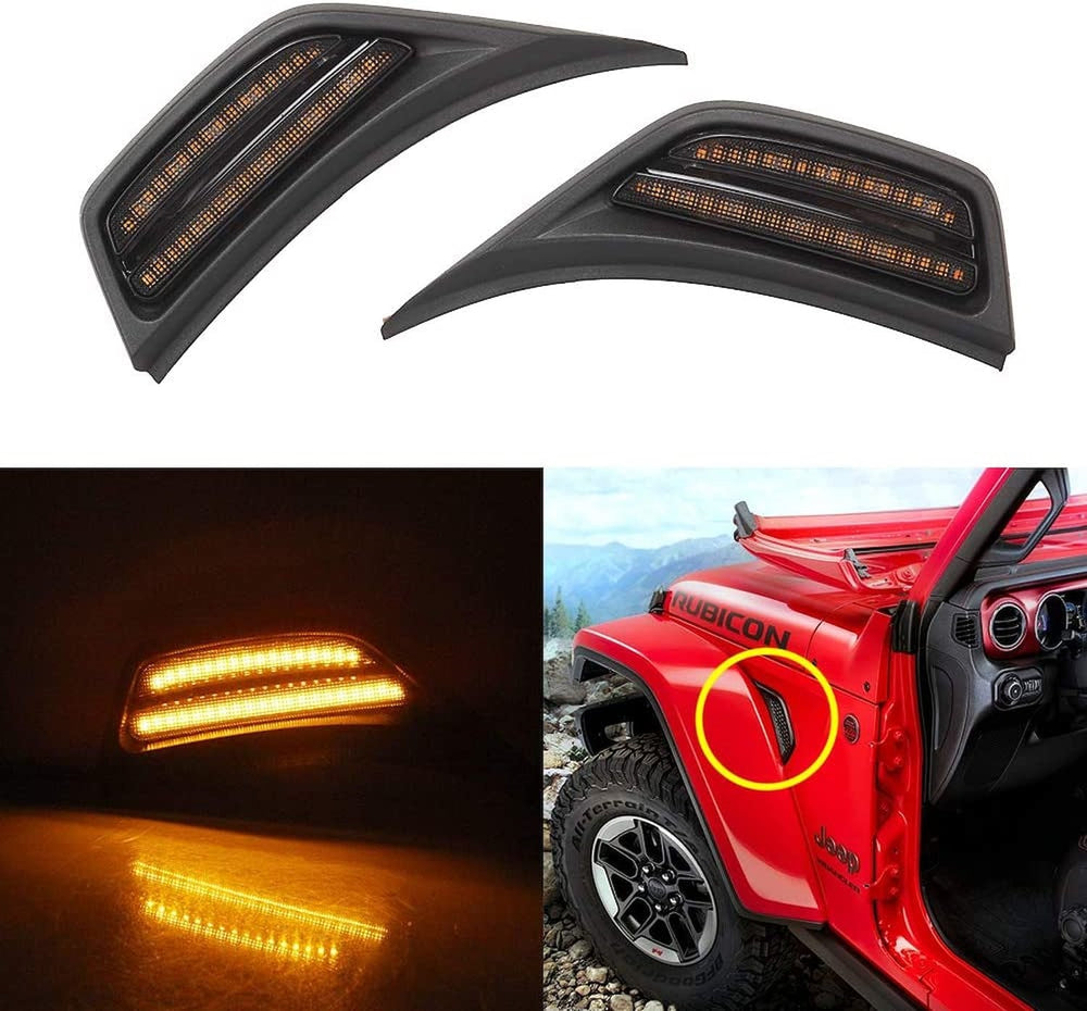 18C WRANGLER FENDER MAKER LED LIGHT W/AMBER LED & LIGHT SMOKED COVER(SOLD IN PA