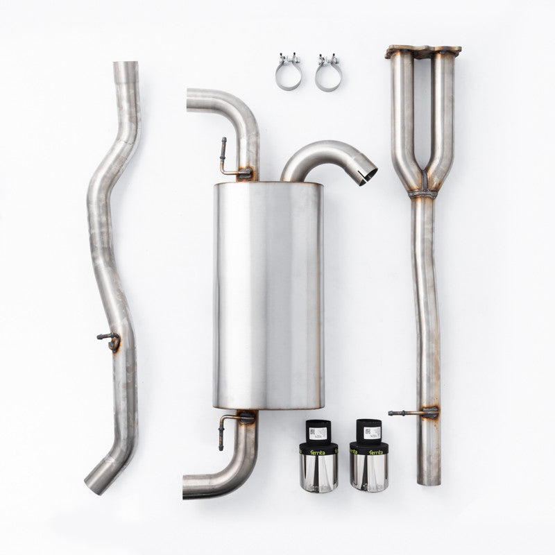 2.5" Cat-Back Exhaust System, Single Silencer, 4" Polished Round Tailpipe