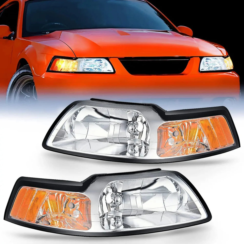 Headlight Assembly, Chrome Housing, Amber Reflector