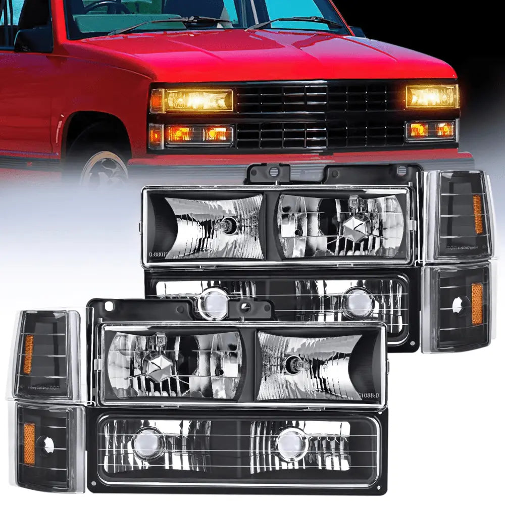 Headlight Assembly Black Housing Amber Reflector