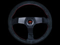 Fitti Corsa 350mm Black Suede Steering Wheel, Red Stitching