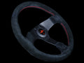 Fitti Corsa 350mm Black Suede Steering Wheel, Red Stitching