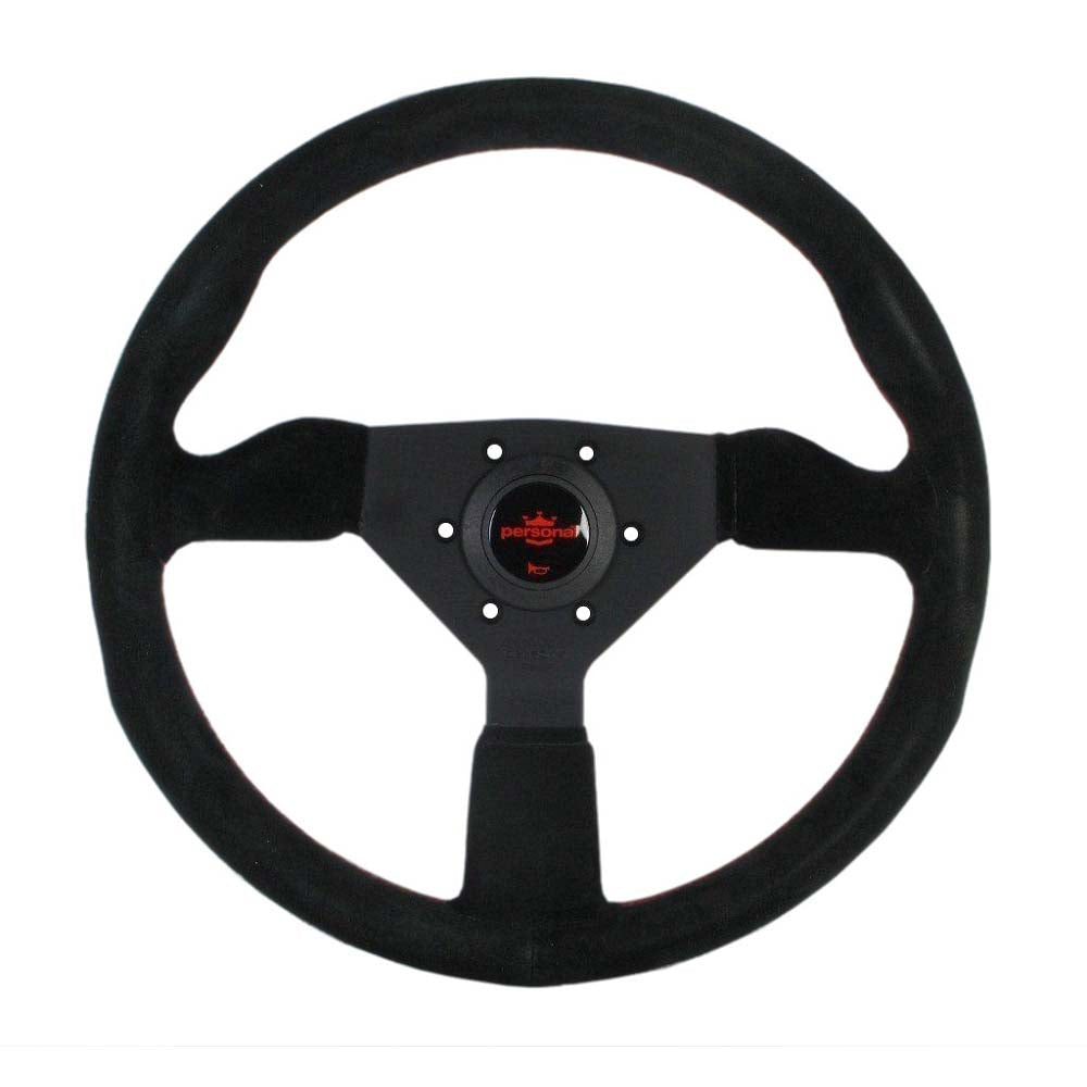 Fitti Corsa 350mm Black Suede Steering Wheel, Red Stitching