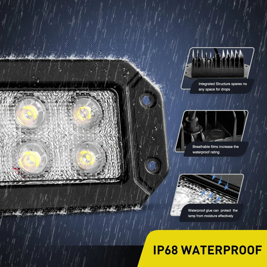 18W Flush Mount LED Work Light Set