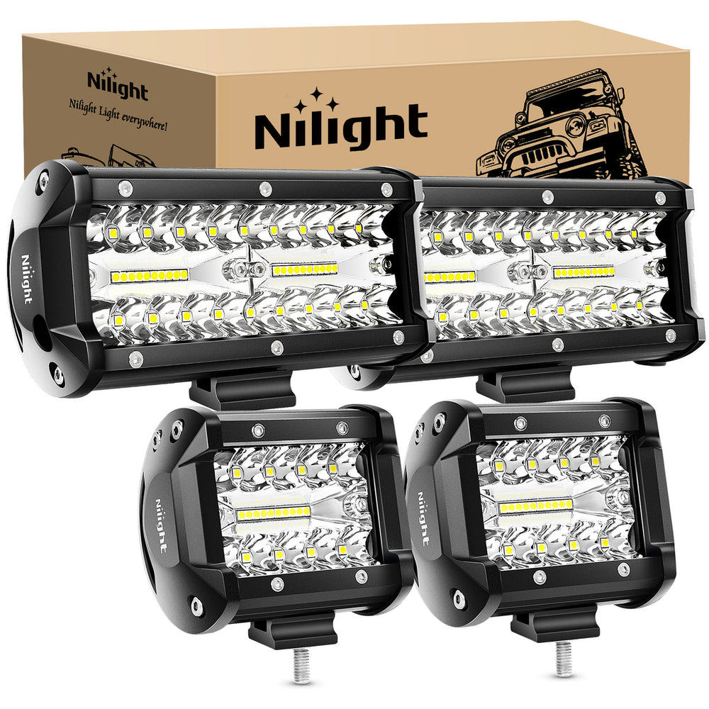 4-Inch & 6.5-Inch Triple Row LED Light Pod and Bar Kit