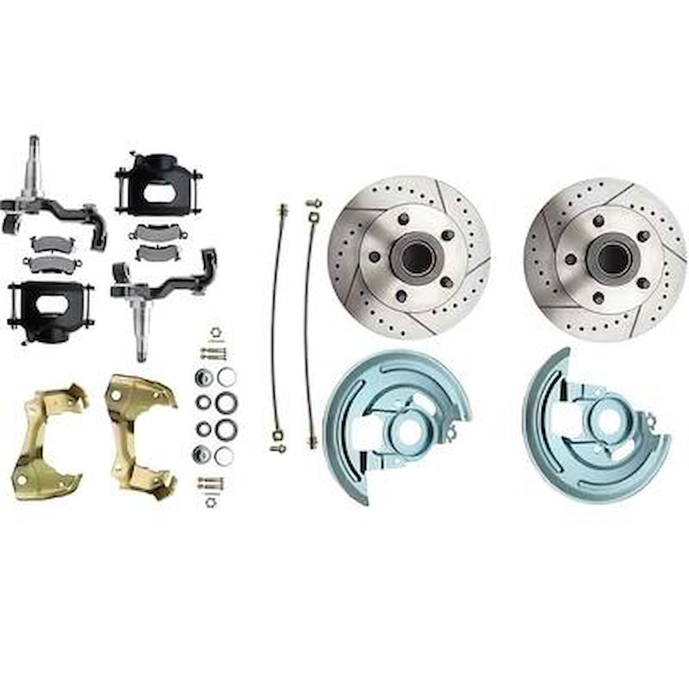 Front Disc Brake Conversion Kit with Black Calipers