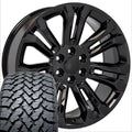 22 IN REPLICA WHEEL CV43 FITS CHEVROLET SILVERADO RIM 22X9 BLACK WHEEL