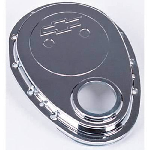 Timing Chain Cover: 1965-1990 Chevrolet Small Block; chrome plated