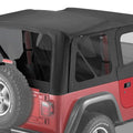 ~(20 lbs. 32X9X9)~ Replace-a-Top Fabric-only Soft Top Black Denim Jeep 97-02 Wrangler; Includes door skins; Tinted side and rear windows