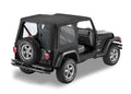 Replace-a-Top Fabric-only Soft Top Black Denim Jeep 97-02 Wrangler; No door skins included; Clear side and rear windows