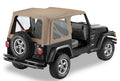 ~(16 lbs. 32X9X9)~ Replace-a-Top Fabric-only Soft Top Dark Tan Jeep 97-02 Wrangler; No door skins included; Clear side and rear windows