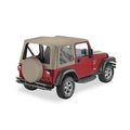 ~(16 lbs. 32X9X9)~ Replace-a-Top Fabric-only Soft Top Dark Tan Jeep 97-02 Wrangler; No door skins included; Clear side and rear windows
