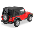 ~(23 lbs. 32X9X9)~ Replace-a-Top Fabric-only Soft Top Black Diamond Jeep 03-06 Wrangler; Except Unlimited; Includes upper fabric door skins; Tinted side and rear windows