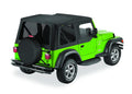 ~(23 lbs. 32X9X9)~ Replace-a-Top Fabric-only Soft Top Black Diamond Jeep 03-06 Wrangler; Except Unlimited; Includes upper fabric door skins; Tinted side and rear windows