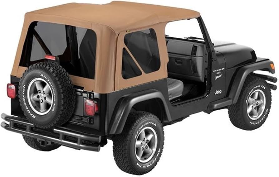 ~(22 lbs. 32X9X9)~ Replace-a-Top Fabric-only Soft Top Spice Jeep 97-02 Wrangler; No door skins included; Tinted side and rear windows