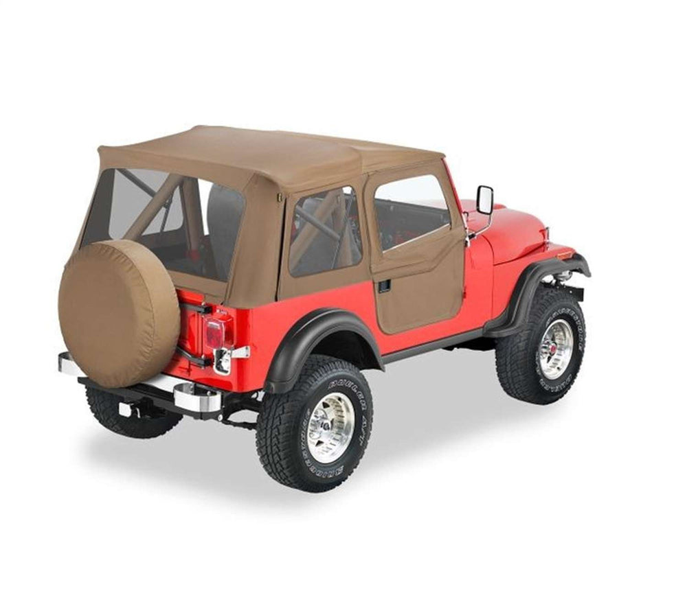 ~(60 lbs. 55X26X6)~ Supertop Classic Replacement Soft Top Tan Jeep 53-75 M38A1/CJ5; Includes 2-piece Fabric Doors; Clear side and rear windows