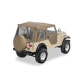 ~(60 lbs. 55X26X6)~ Supertop Classic Replacement Soft Top Tan Jeep 53-75 M38A1/CJ5; Includes 2-piece Fabric Doors; Clear side and rear windows