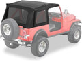~(39 lbs. 46X39X5)~ Supertop Classic Replacement Soft Top Black Denim Jeep 76-95 CJ7/Wrangler; No doors included; Tinted side and rear windows