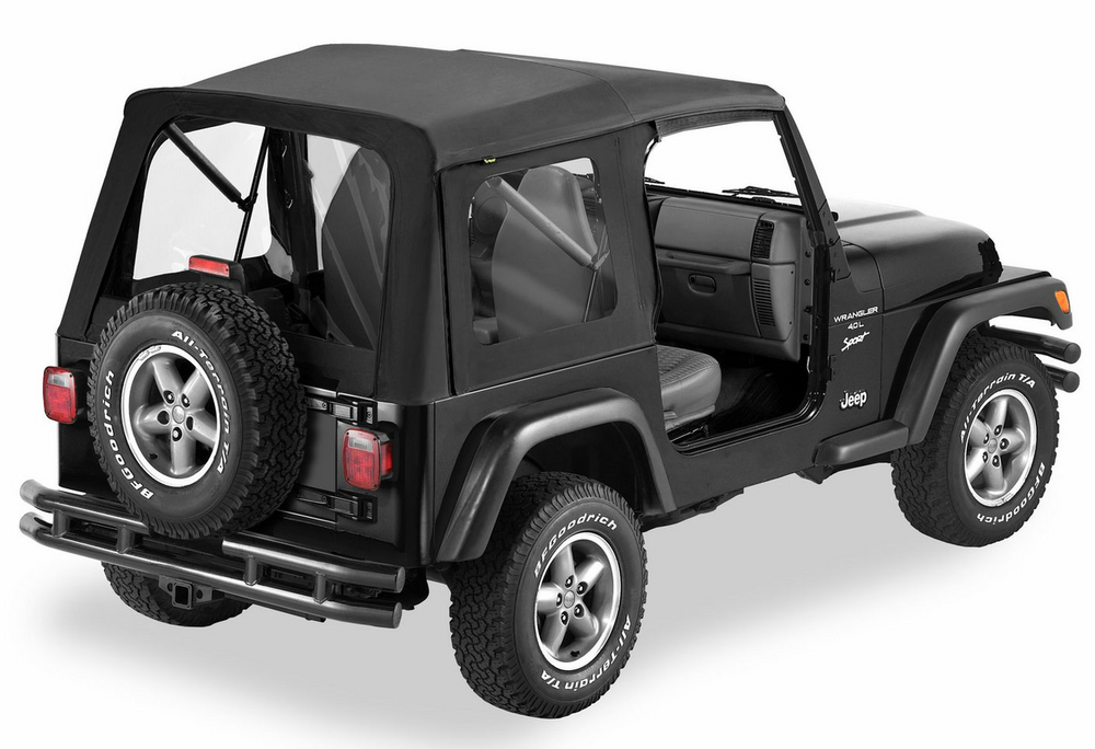 ~(44 lbs. 56X27X5)~ Supertop Classic Replacement Soft Top Black Denim Jeep 81-85 CJ8 No doors included; Tinted side and rear windows
