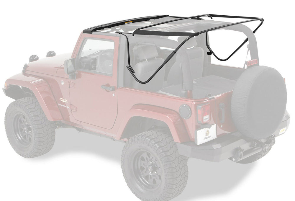 Replacement Bows AND Frames; OE style Black Jeep 07-17 Wrangler 2-Door; For 2010-2015 Supertop NX or factory FT cable FT top