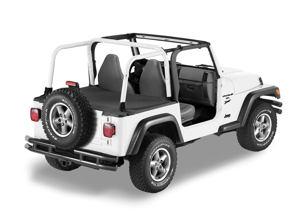 ~(5 lbs. 20X10X10)~ Duster Deck Cover Black Denim Jeep 92-95 Wrangler; With factory soft top bows folded down