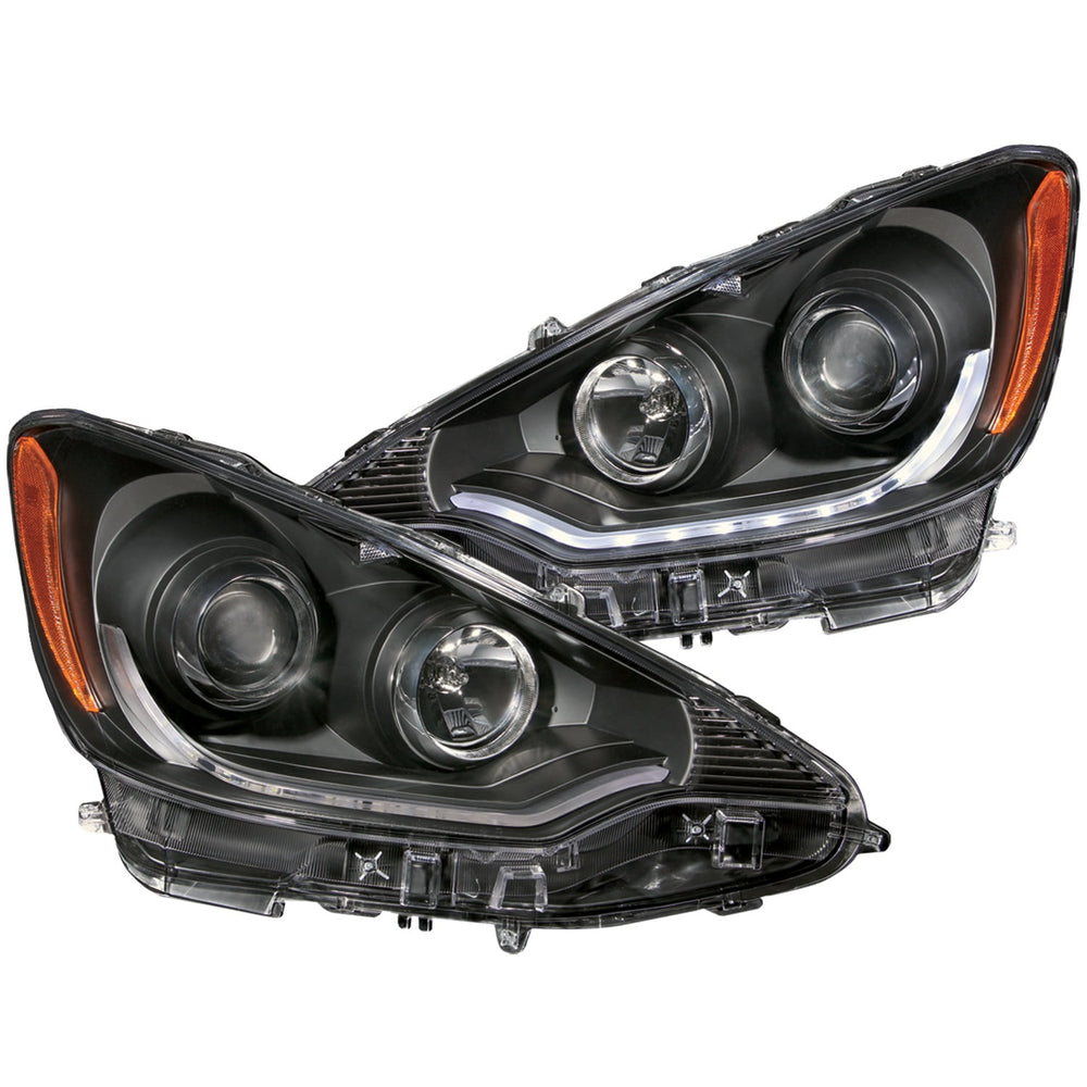 1213 PRIUS C PROJECTOR HEADLIGHTS W/ PLANK STYLE DESIGN BLACK CLEAR