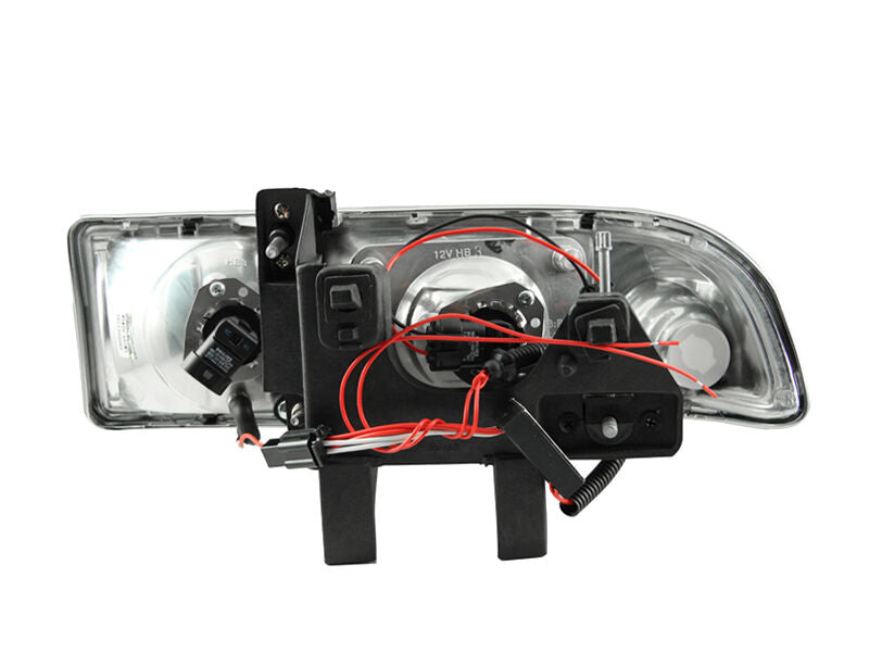 1214 FOCUS HEADLIGHT PROJECTOR W/ PLANK STYLE DESIGN CHROME CLEAR