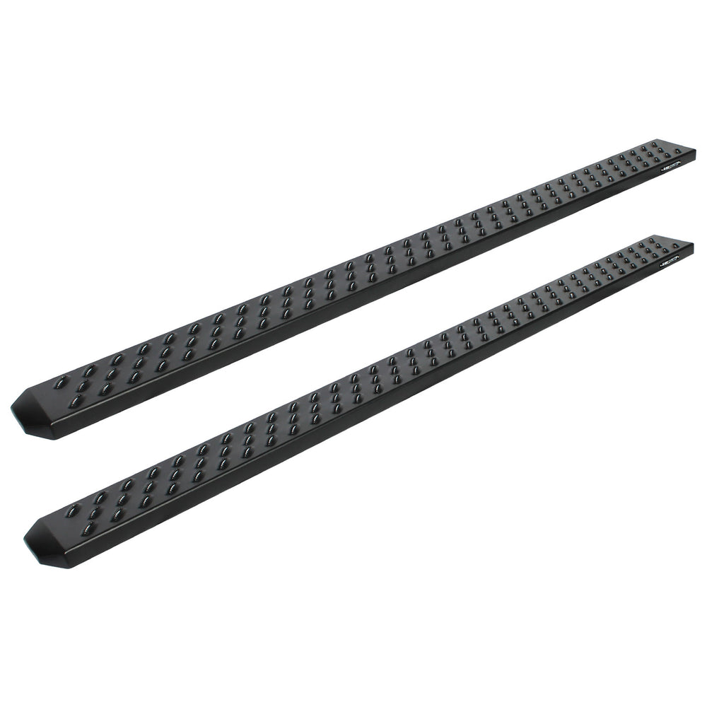 0721 TUNDRA DBL CAB 6.5IN SAWTOOTH SLIDE TRACK RUNNING BOARDS BLACK TXT ALUM