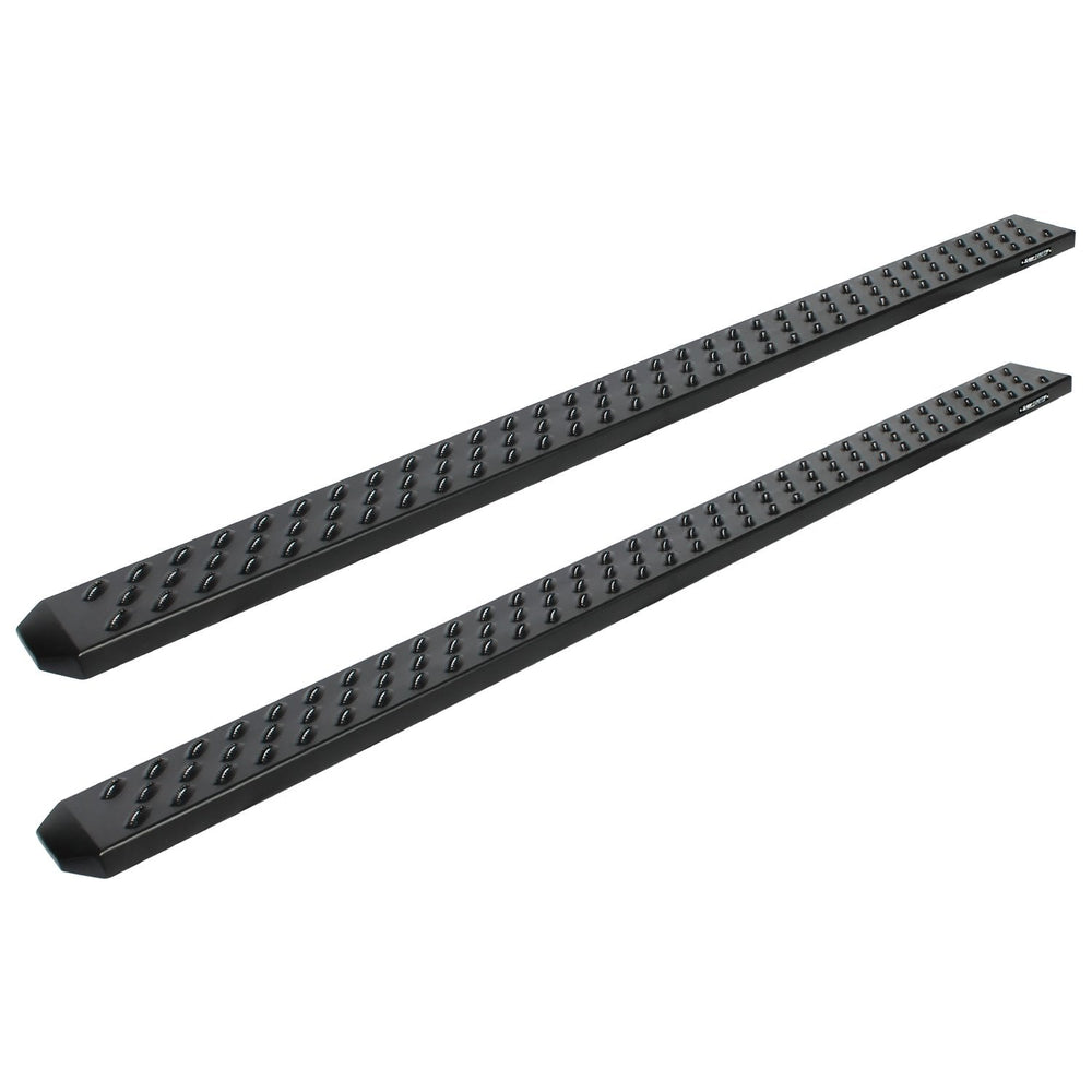 0721 TUNDRA CREWMAX CAB 6.5IN SAWTOOTH SLIDE TRACK RUNNING BOARDS BLACK TXT ALUM