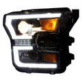 1517 FORD F150 DRL PROJECTOR SEQUENTIAL HEAD LIGHT(BLACK/CLEAR)