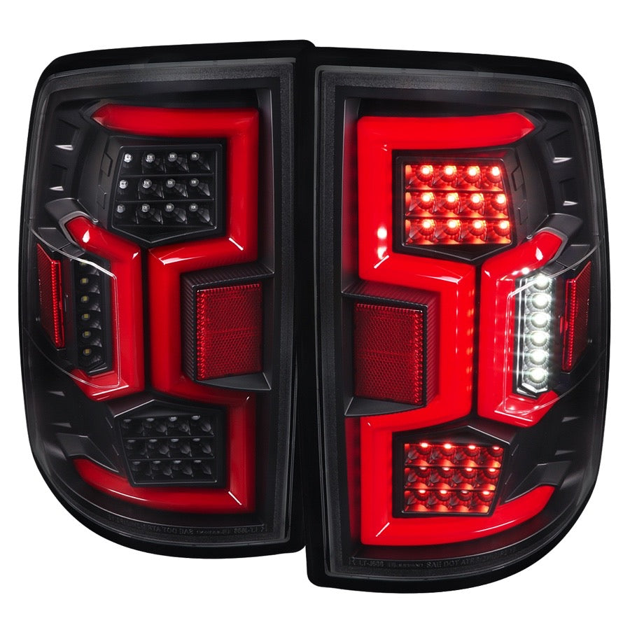 2500 3500 TAIL LIGHT WITH RED LED BAR MATTE BLACK HOUSING AND CLEAR LENS - SEQUENTIAL TURN SIGNAL - DOES NOT FIT STOCK LED TAIL LIGHT MODELS