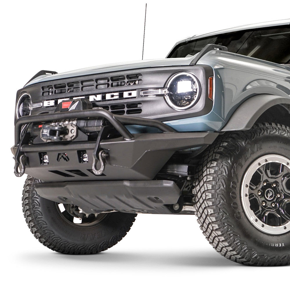 21C BRONCO STUBBY FRONT BUMPER W/ PRERUNNER GUARD BARE STEEL