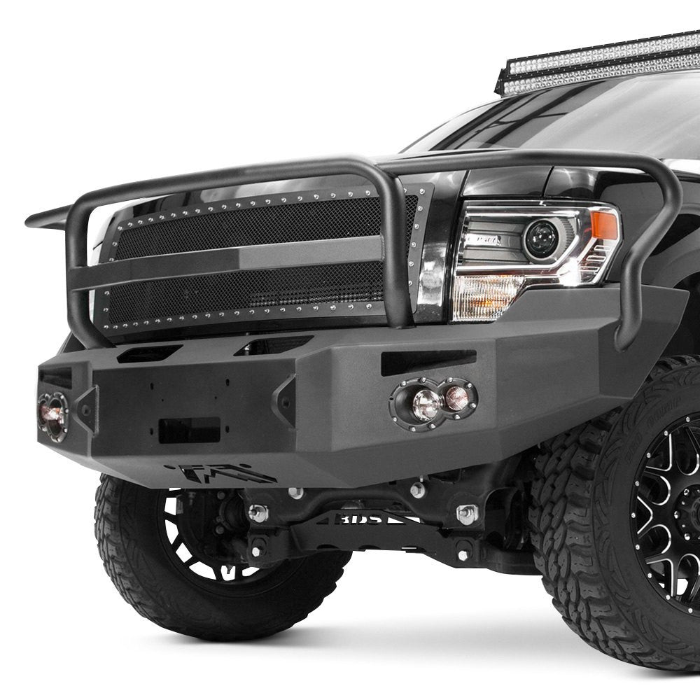 09-14 F150 FRONT BUMPER WITH FULL GRILL GUARD MATTE BLACK