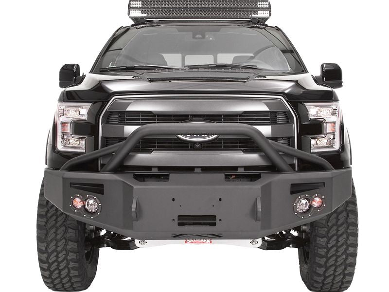 0914 F150 FRONT BUMPER WITH PRERUNNER GRILL GUARD BARE STEEL