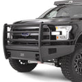 0914 F150 BS ELITE FULL GRILL GUARD W/ TOW HOOKS MATTE BLACK