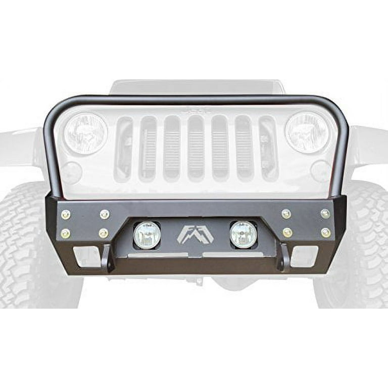 0718 WRANGLER JK FMJ STUBBY WINCH BUMPER WITH GRILL GUARD MATTE BLACK