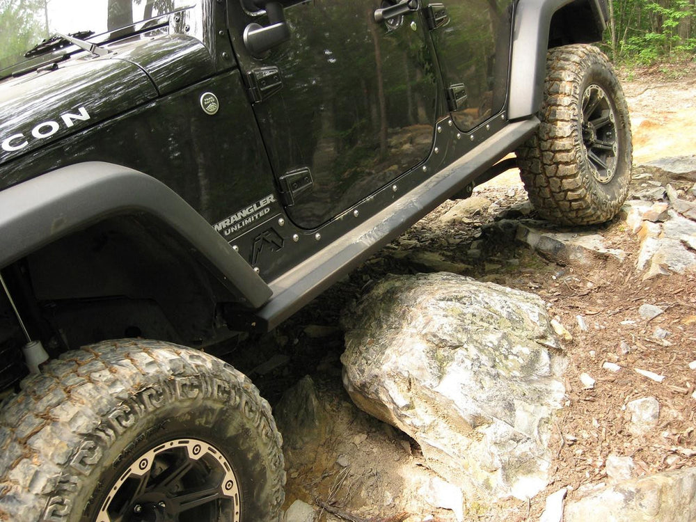 0718 JEEP JK UNLIMITED ROCK SLIDERS BARE STEEL