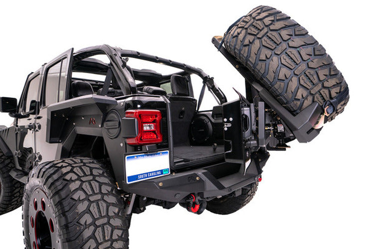 18C JEEP JL SLANT BACK TIRE CARRIER BARE STEEL (NEEDS BASE BUMPER)