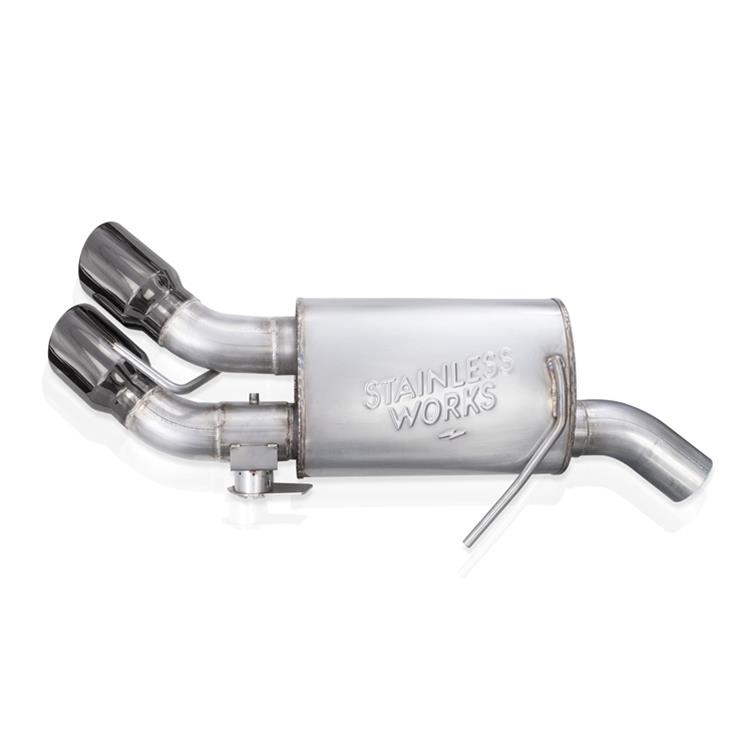 Stainless Works 16-21 Camaro SS 3in Legend SW Connect Axle Back w/Valve - 4in Quad Black Tips