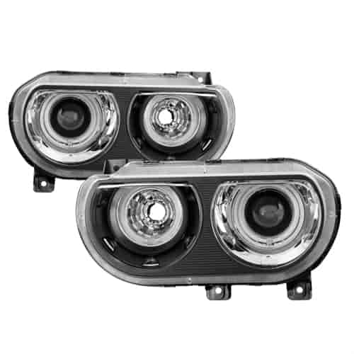 xTune 08-14 Dodge Challenger CCFL Halo HID Projector Headlights - Black (PRO-JH-DCHAL08-CCFL-BK)