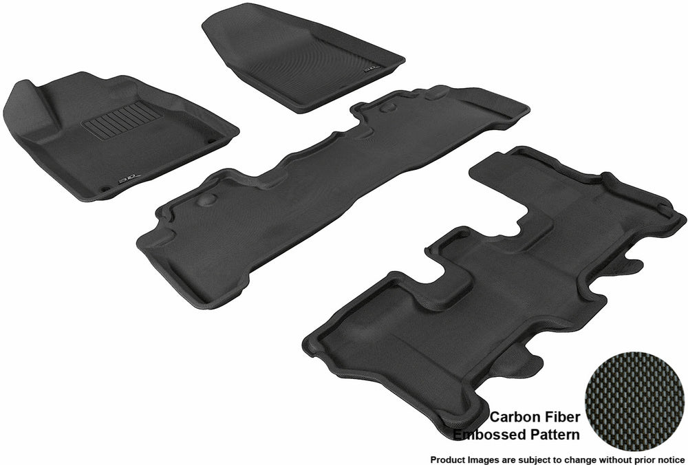 3D MAXpider 2007-2013 Acura MDX Kagu 1st & 2nd & 3rd Row Floormats - Black