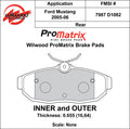 Wilwood Pad Set Promatrix D1082
