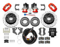 Wilwood Forged Dynalite Rear Electronic Parking Brake Kit - Red Powder Coat Caliper - D/S Rotor