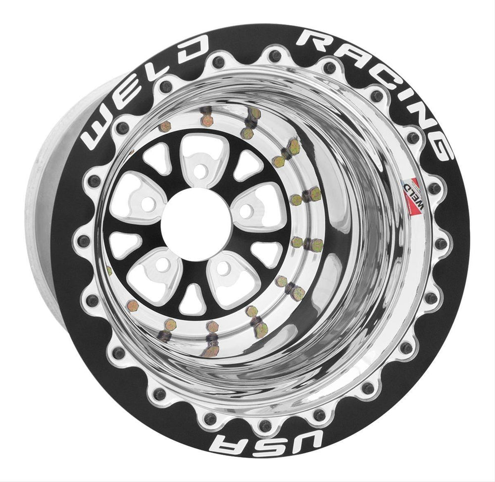 Weld V-Series 15x14 / 5x4.75 BP / 4in. BS Black Wheel - Black Double Beadlock MT